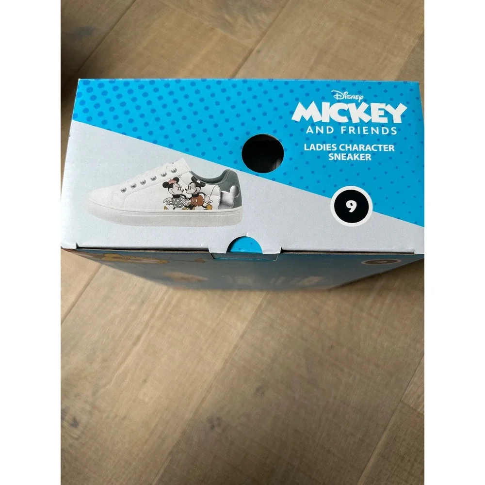 Disney Mickey and Friends Women Sneakers Mickey Minnie Mouse White Silver Size 9